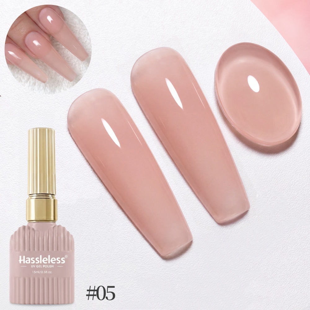 Nail Art Natural Pink - Hassleless 15ml Sheer Nude Pink Gel