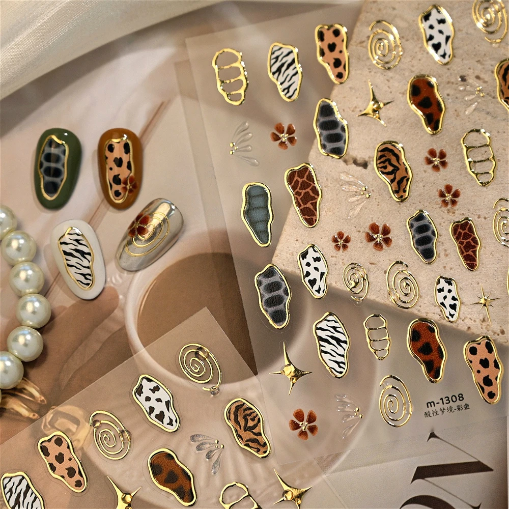 Retro Animal Print Gold Stampe - Nail Art Zebra review and price