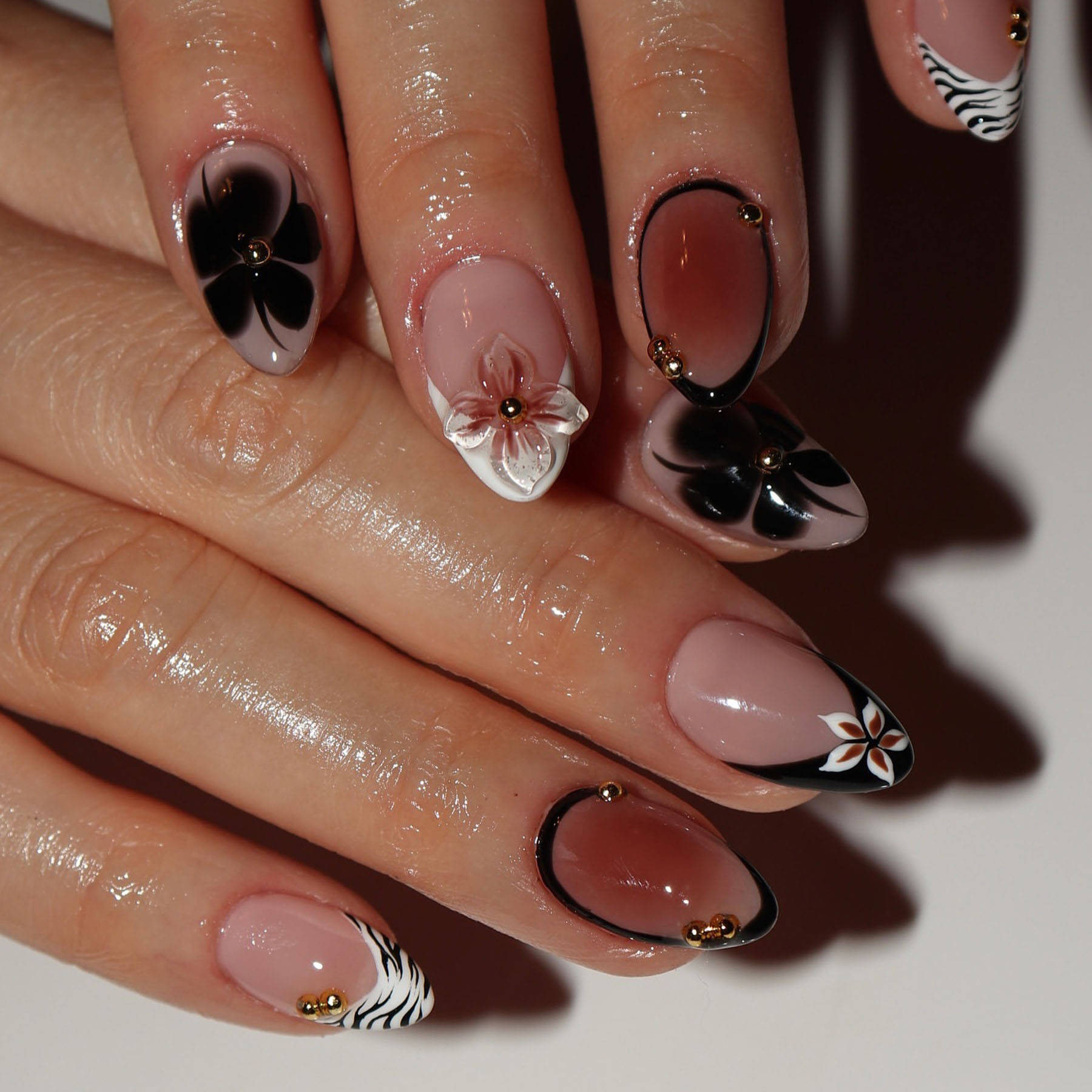 24pcs Flower False Nails Brown - Nail Art Leopard review and price