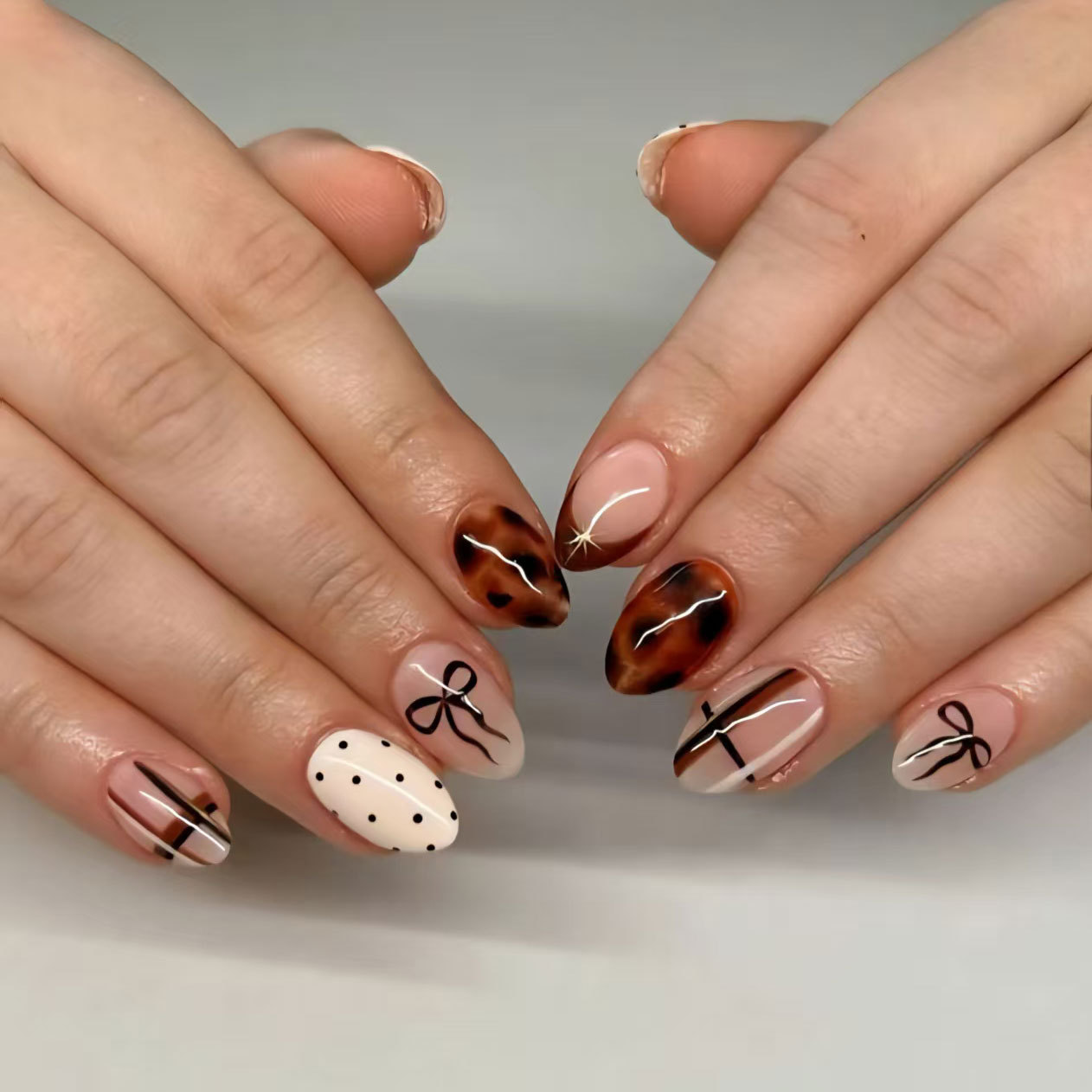 24pcs Flower False Nails Brown - Nail Art Leopard review and price