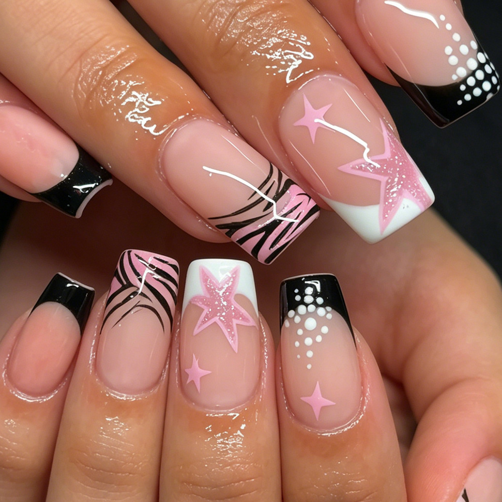 24Pcs Black White French Stick - Nail Art Zebra review and price