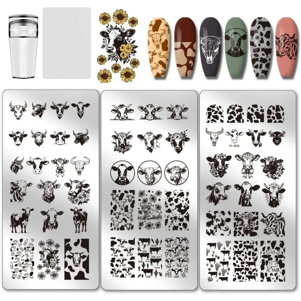 3pcs Cow-Theme Nail Stamping P - Nail Art Leopard review and price