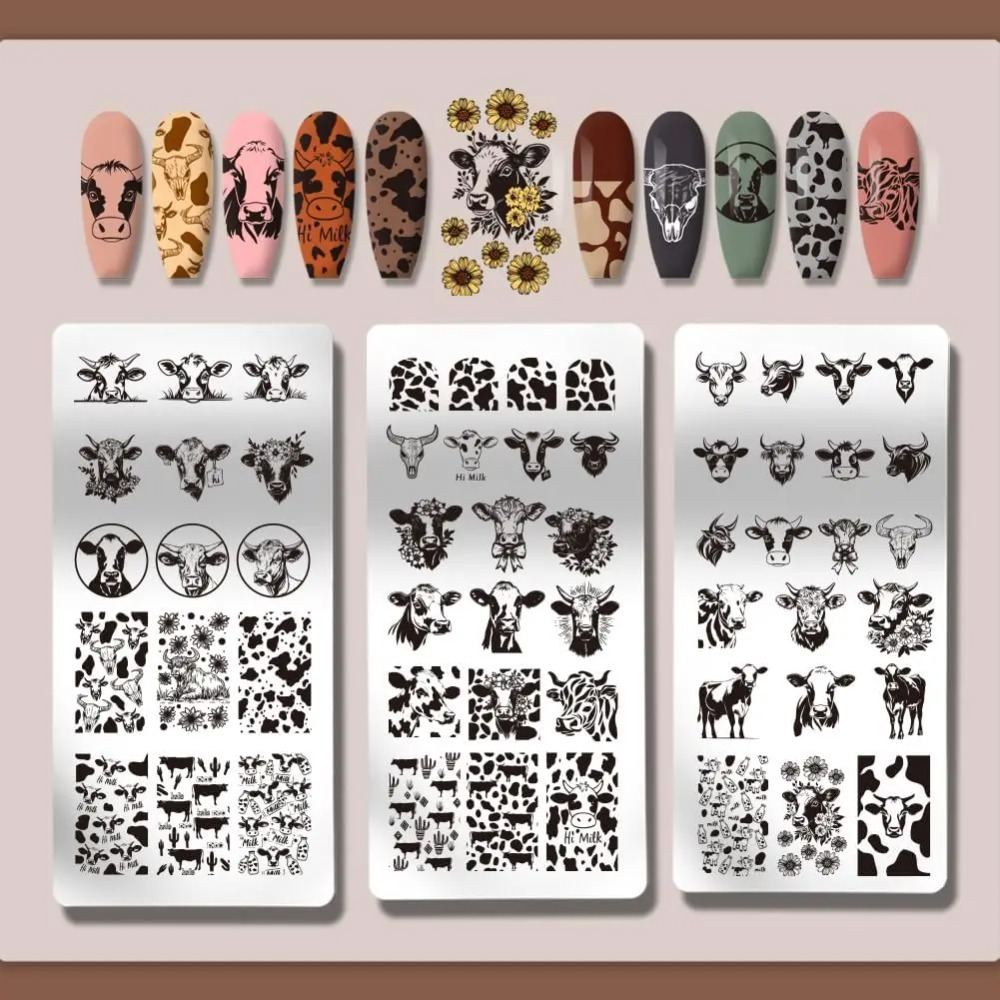 3pcs Cow-Theme Nail Stamping P - Nail Art Leopard review and price