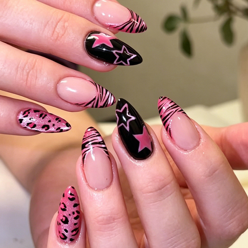 24pcs Y2K Pink Zebra Leopard P - Nail Art Zebra review and price
