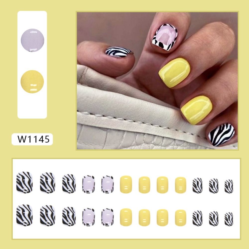 New Short Round False Nails Ze - Nail Art Zebra review and price