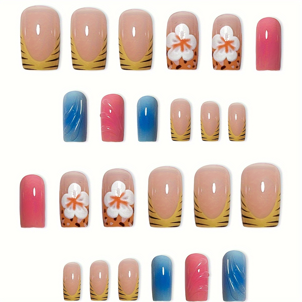 24pcs Short Square Head False  - Nail Art Leopard review and price
