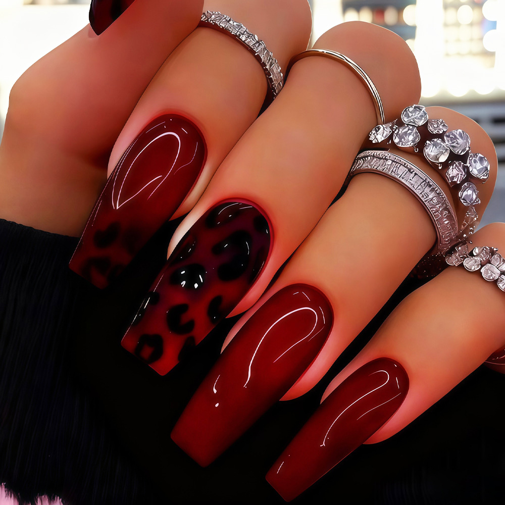 Medium fake nails tips for wom - Nail Art Leopard review and price