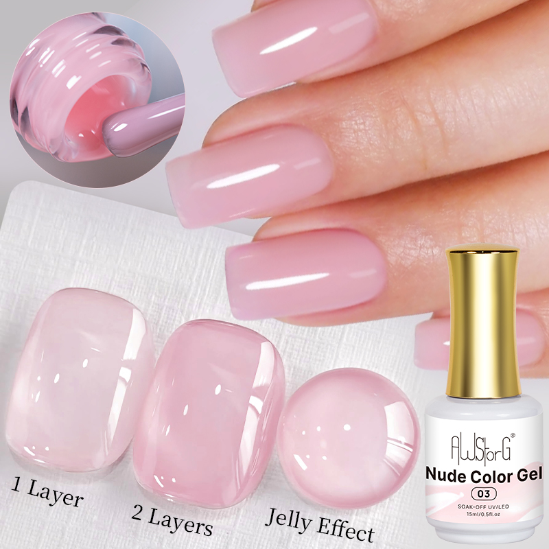 AWStorG 15ml Jelly Nude Pink T - Nail Art Natural Pink review and price