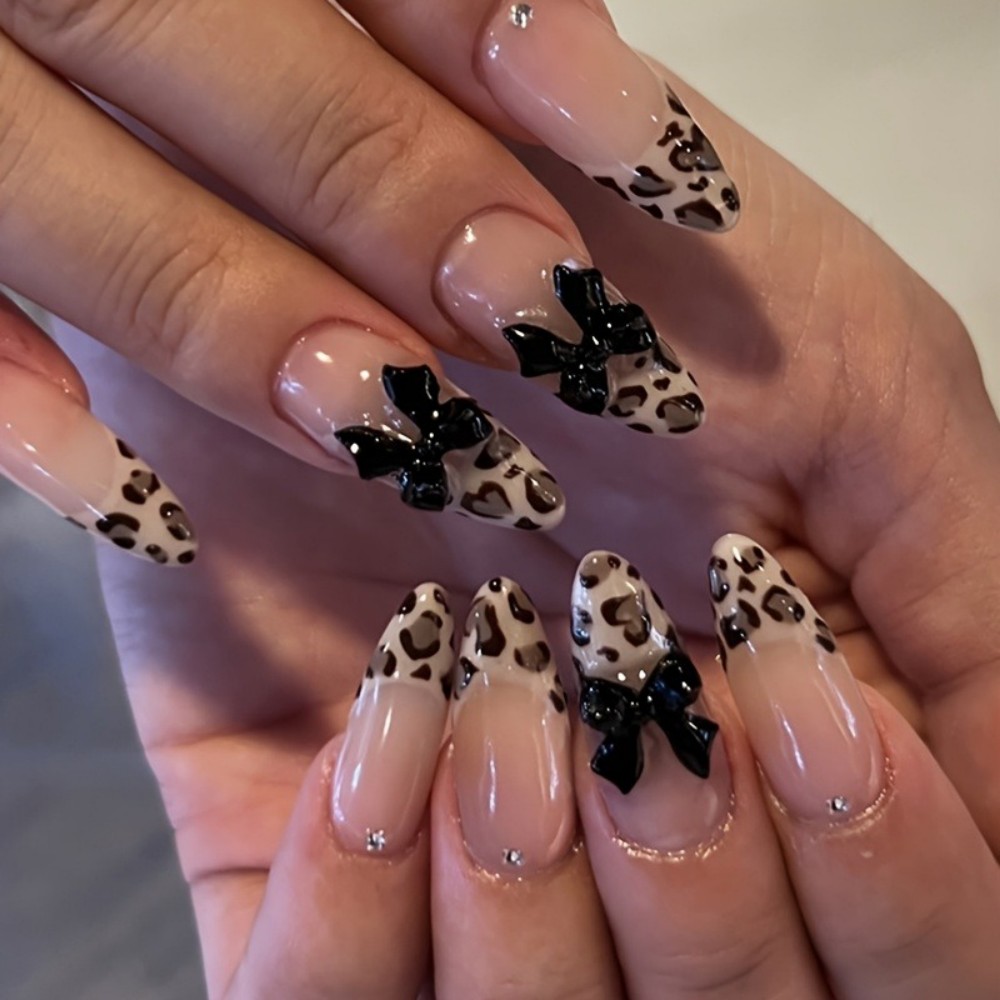 24pcs French Almond Press on N - Nail Art Leopard review and price