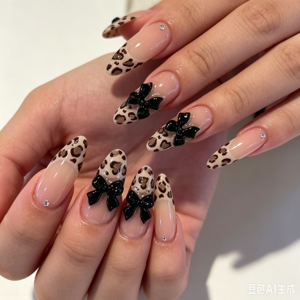 24pcs French Almond Press on N - Nail Art Leopard review and price