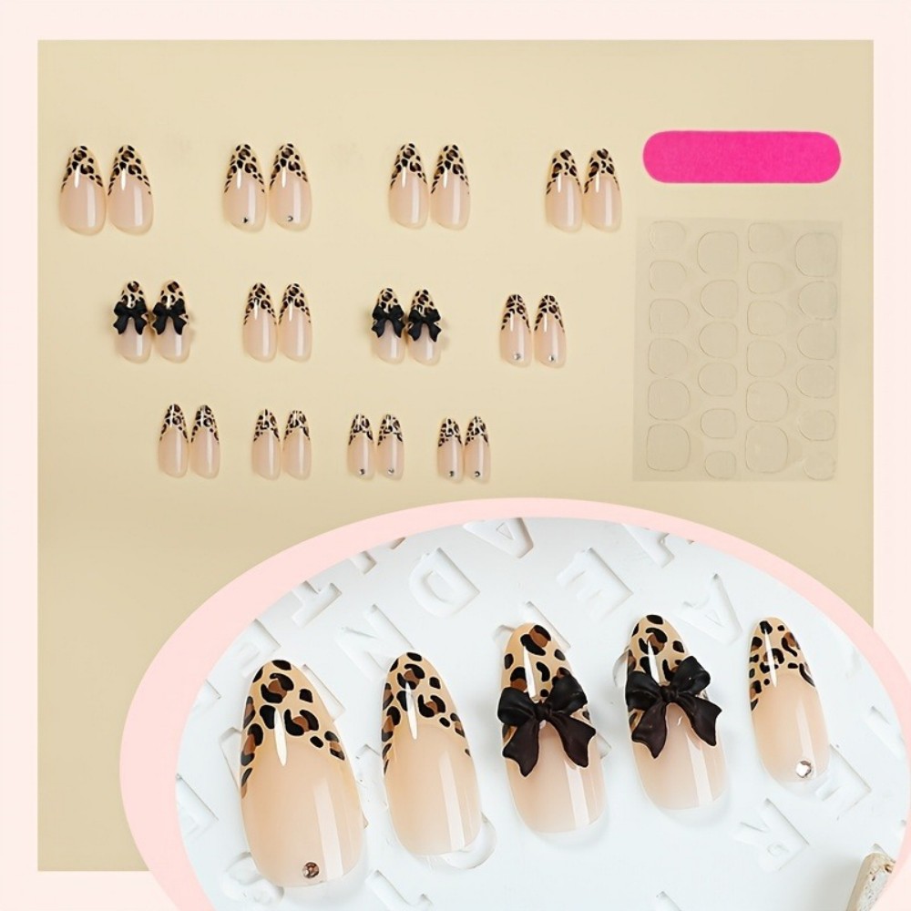 24pcs French Almond Press on N - Nail Art Leopard review and price