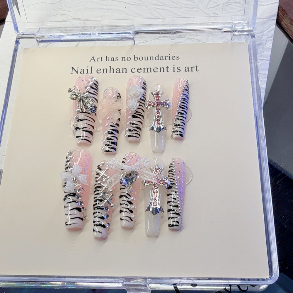 10 Pieces Y2K Pink Zebra Patte - Nail Art Zebra review and price